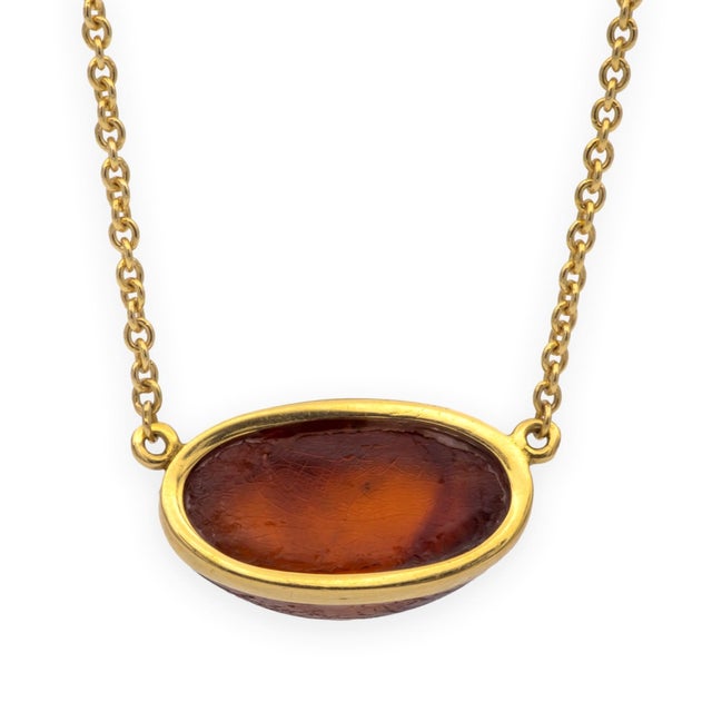 Mid 20th Century Tiffany & Co Elsa Peretti Rare Vintage Amber Pendant Necklace 18k Ylw Gold 24" For Sale - Image 5 of 8