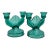 1930s Rare Art Deco Jeannette Glass Ultramarine Double Candlestick Holders - Pair For Sale