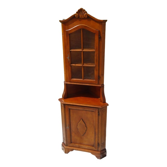 Vintage Glass Corner Display Cabinet, 1980s For Sale