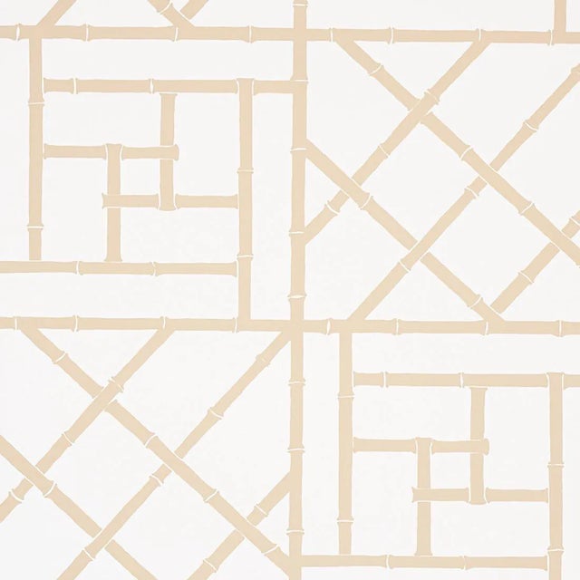Schumacher X Cristina Buckley Trellis Wallpaper in Sand - 9 Yards For Sale