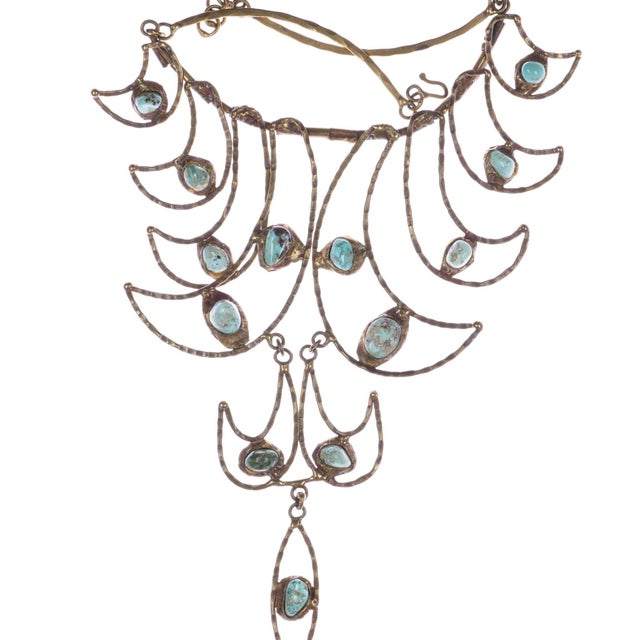 c1960's Pal Kepenyes Bronze turquoise statement necklace. Totally over the top necklace with no issues. Nice quality...