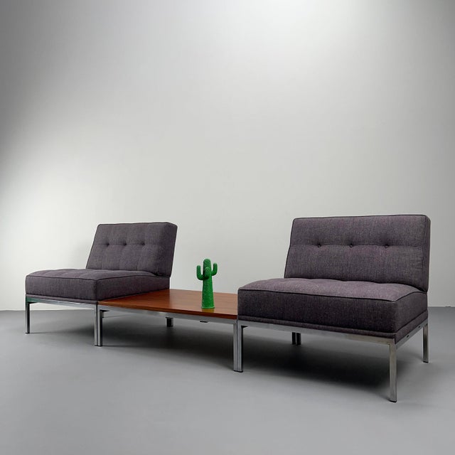 Mid-Century Modern Minimalist Constanze Armchairs with Aubergine Wool Upholstery by Johannes Spalt for Wittmann, Vienna, Austria, 1960s, Set of 2 For Sale - Image 3 of 15