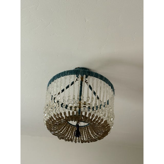 Authentic Serena & Lily Seychelles flush mount chandelier featuring cascading clear acrylic beading with a beautiful...