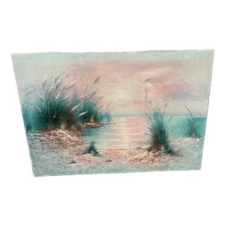 Vintage K. Cummings Signed Coastal Landscape Oil Painting For Sale