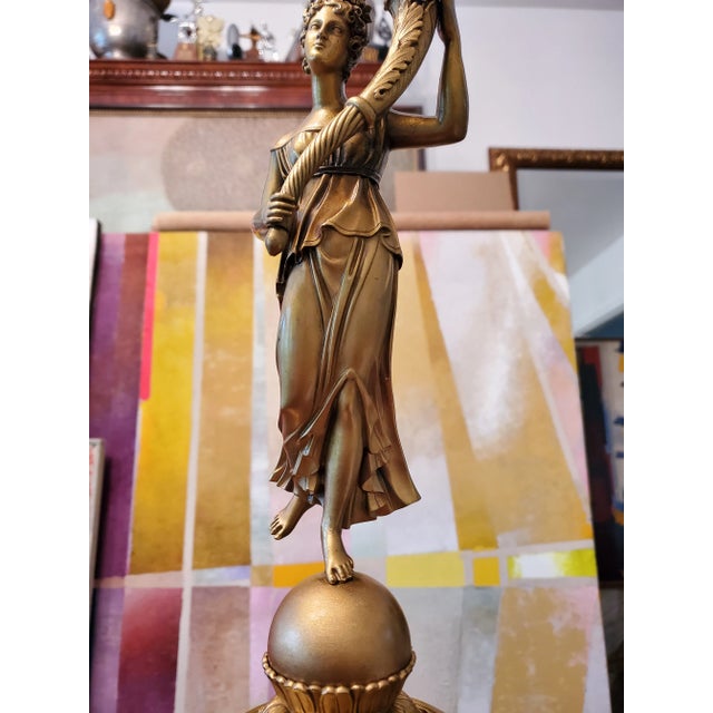 Antique French Empire Bronze Female Candelabras- a Pair For Sale In Boston - Image 6 of 10