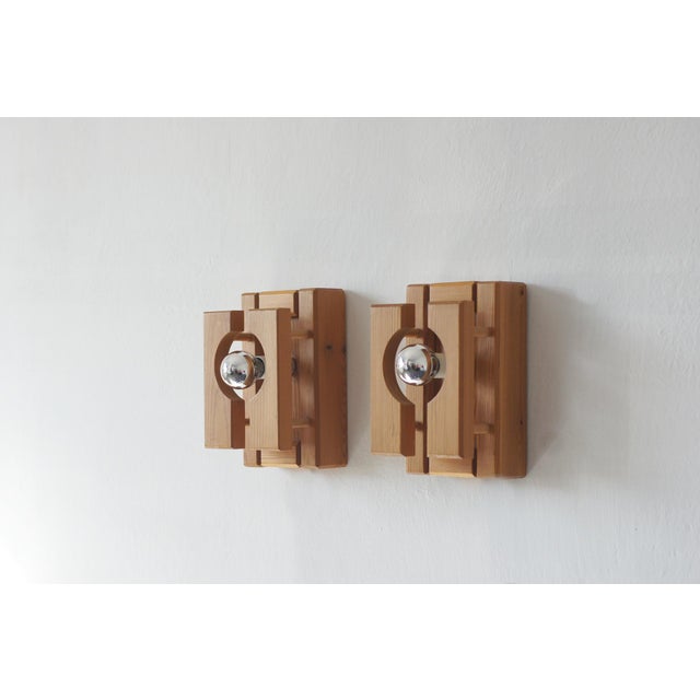 Vintage Swedish Pine Wall Light, Set of 2 For Sale - Image 3 of 8