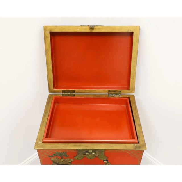 Late 20th Century Red & Gold Paint Decorated Asian Box on Stand For Sale - Image 10 of 12