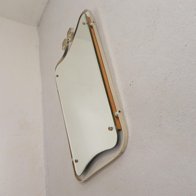 Vintage Faceted Mirror in Aluminum Frame, 1950s For Sale - Image 4 of 12
