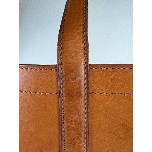English Ralph Lauren Vintage Tooled Leather Satchel For Sale - Image 3 of 12