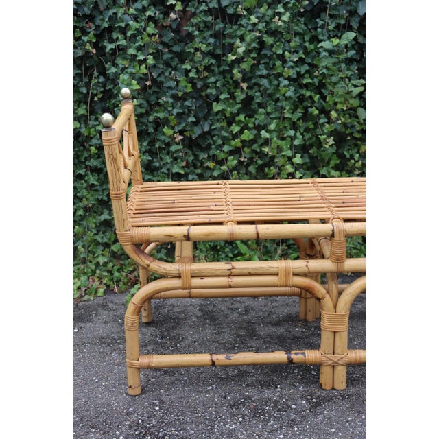 Vintage Italian Rattan Bench, 1960 For Sale - Image 3 of 10