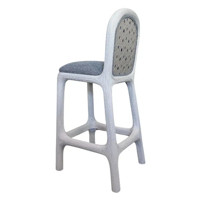 Mid 20th Century 4 Reeded Rattan Bar Stools For Sale - Image 5 of 7