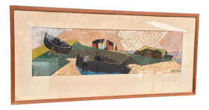 S. Rjellim, Shore, 1950s, Oil on Panel, Framed