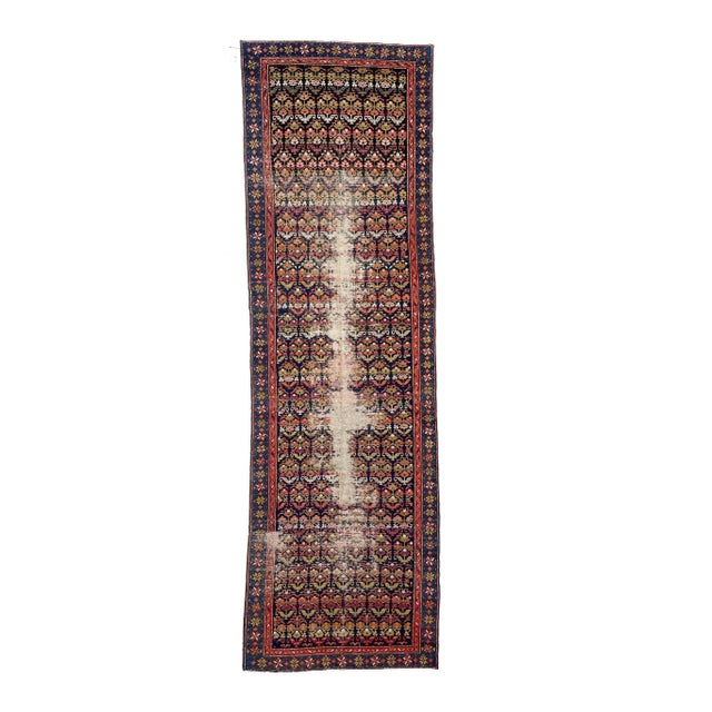 1940s Botanical Lattice Garden Design Runner Rug , 3.4 x 10.10 For Sale - Image 11 of 11