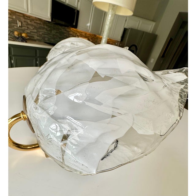 White Pair of Mazzega Murano White and Clear Glass Leaf Wall Sconces For Sale - Image 8 of 18