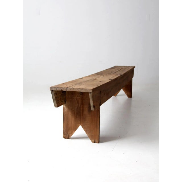 Antique Primitive Bench 7ft For Sale - Image 10 of 14