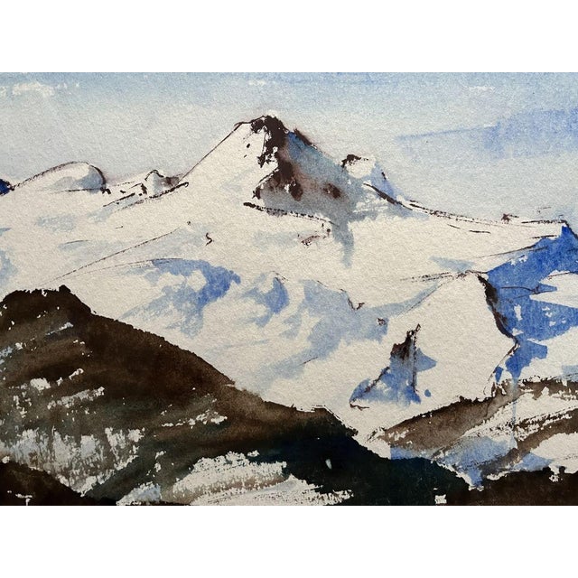 Mid-Century Modern Joe Steinthal, Mountain Landscape in Winter, 1947, Watercolor, Framed For Sale - Image 3 of 8