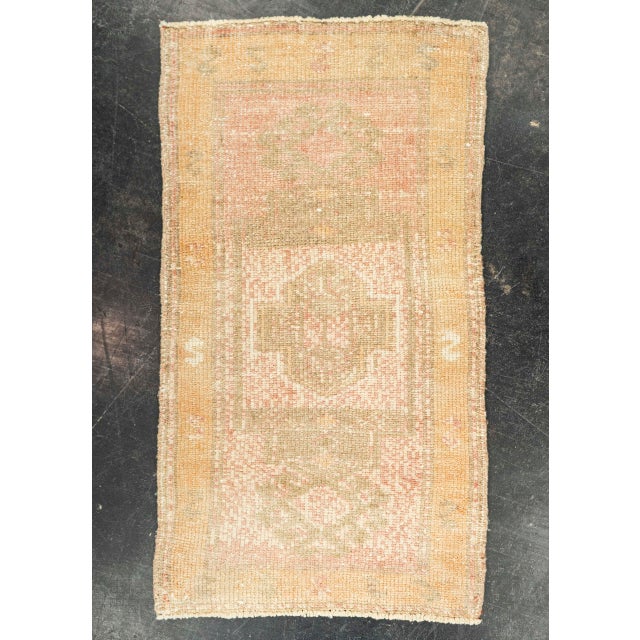 Saffron Turkish Mini Rug Oriental Hand Knotted Vintage Rug 1'8" x 2'11" #21265 For Sale - Image 8 of 8