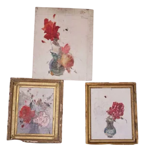 Andre Petroff, Still Lifes, Oil Paintings, Framed, Set of 3
