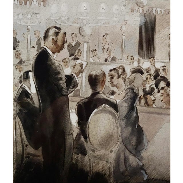 1930s Jack Martin Smith-1939 Interior of an Hollywood Restaurant-Painting For Sale - Image 5 of 11