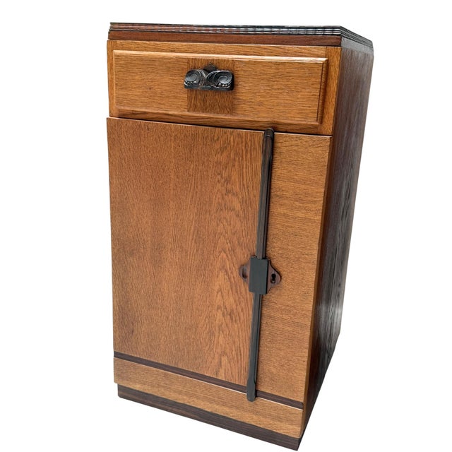 Wood Art Deco Nightstands Oak and Ebony by Fa. S. Speelman, 1920s, Set of 2 For Sale - Image 7 of 8