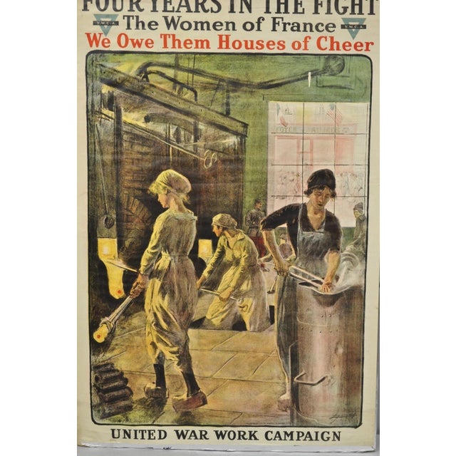 Traditional Original Vintage Ywca 1918 Wwi Poster 'Four Years in the Fight' by Lucien Jonas For Sale - Image 3 of 16