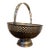 Vintage Pierced Brass Footed Basket With Handle For Sale