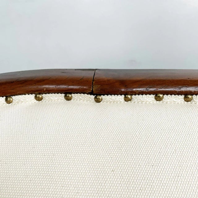 Italian Modern Wooden Sofa with White Fabric, 1940s For Sale - Image 10 of 17