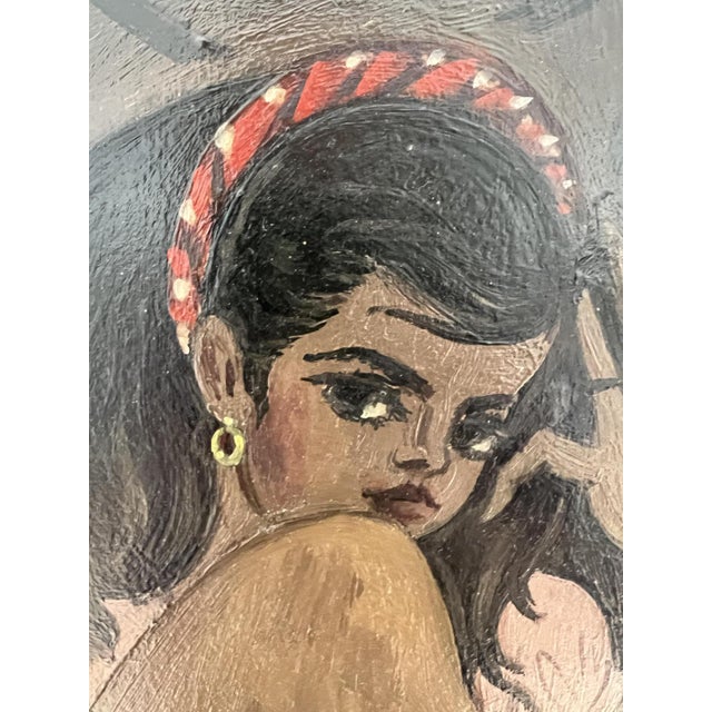 Emile Chambon, Jeune fille assise avec un petit miroir, 1950, Oil on Cardboard, Framed For Sale - Image 6 of 16