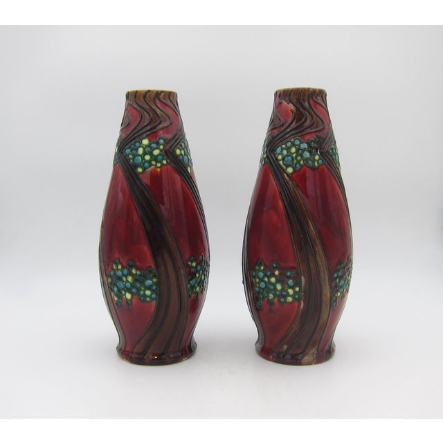 English Minton Secessionist Art Nouveau Vase Pair For Sale - Image 11 of 14