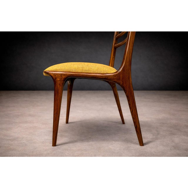 Set of 2 Chairs in Rosewood & Yellow Linen Canvas, Carlo Hauner, 1950s For Sale - Image 13 of 14