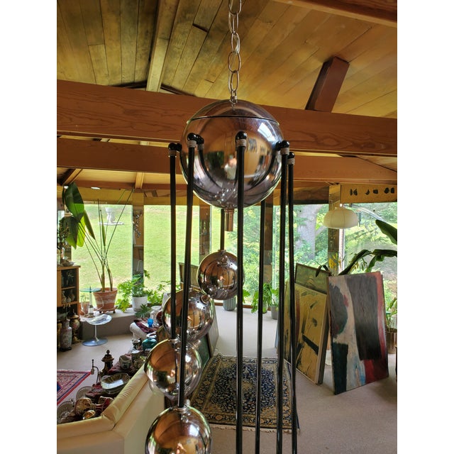 1960s Mid Century Modern Sonneman Style Helmet Chandelier For Sale - Image 5 of 9