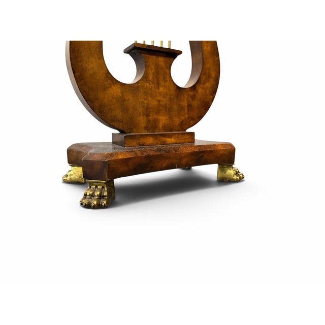 Burnt Umber Vintage Maitland-Smith Burl Walnut Lyre Accent Table For Sale - Image 8 of 9