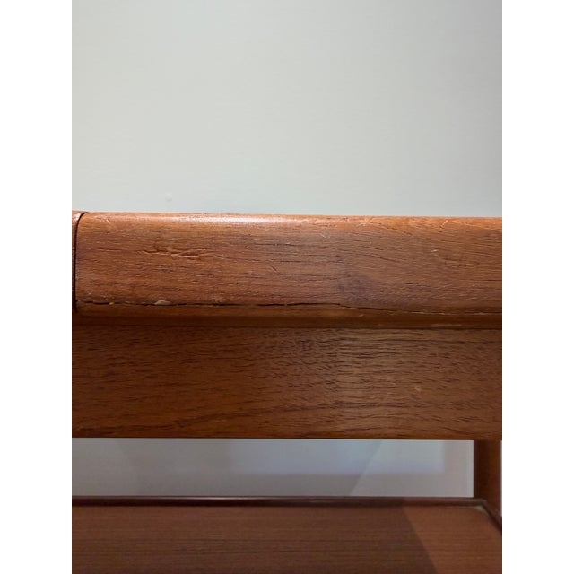 Brown 1960s Danish Modern Teak Expandable Serving Trolley on Brass Casters For Sale - Image 8 of 9