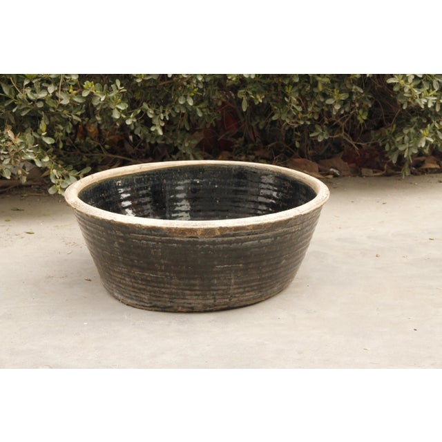 Rustic Mid-Century Vintage Black Porcelain Kitchen Basin For Sale - Image 3 of 3