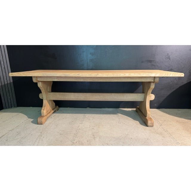 Bleached Oak Farmhouse Dining Table, 1920s For Sale - Image 6 of 16