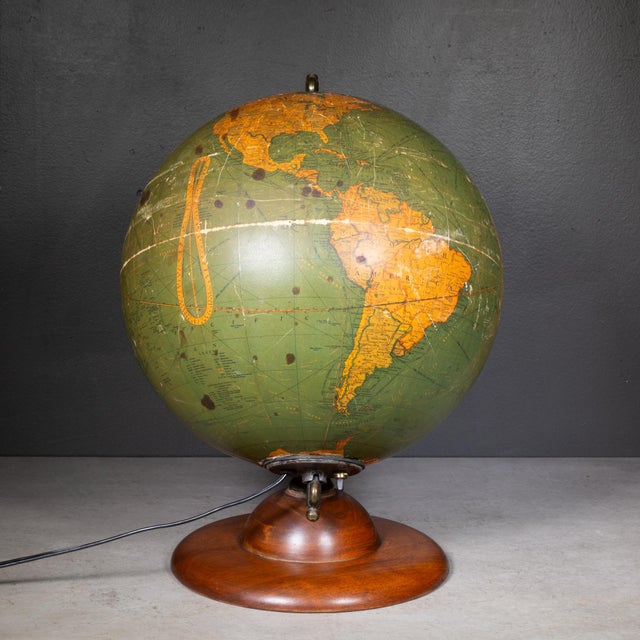 Replogle Illuminated Glass Library Globe c.1930-1940 For Sale In San Francisco - Image 6 of 10