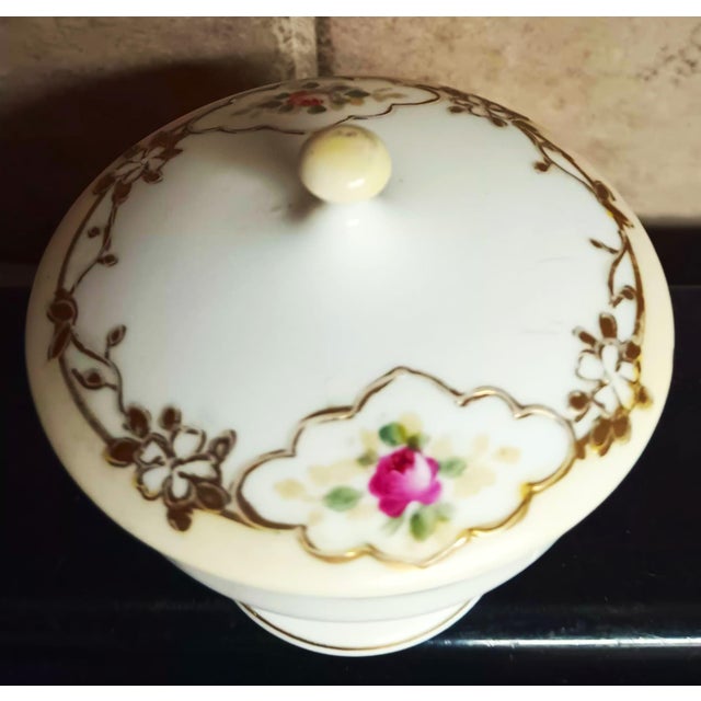 Ceramic Antique Nippon Morimura 1891~1921 Button, Trinket, Porcelain Pedestal Dish. For Sale - Image 7 of 18