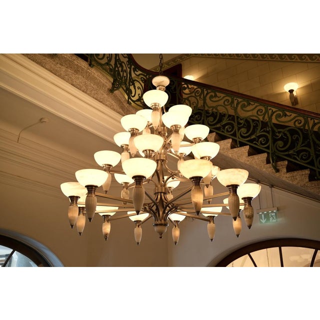 Art Deco Chandelier with Alabaster Bowls and Illuminated Cones, 1990s For Sale - Image 11 of 18