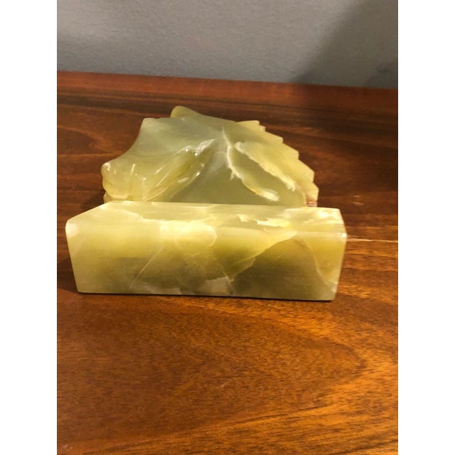 Vintage Horse Head Sculpture in Carved Jade For Sale - Image 6 of 9