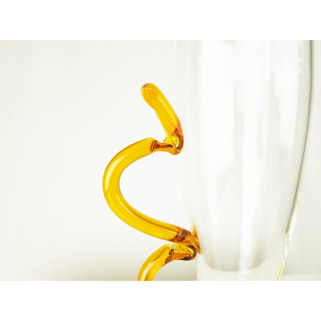 1990s Orange and Clear Murano Glass Bottle with Silver Cork from Cleto Munari, 1990s For Sale - Image 5 of 9