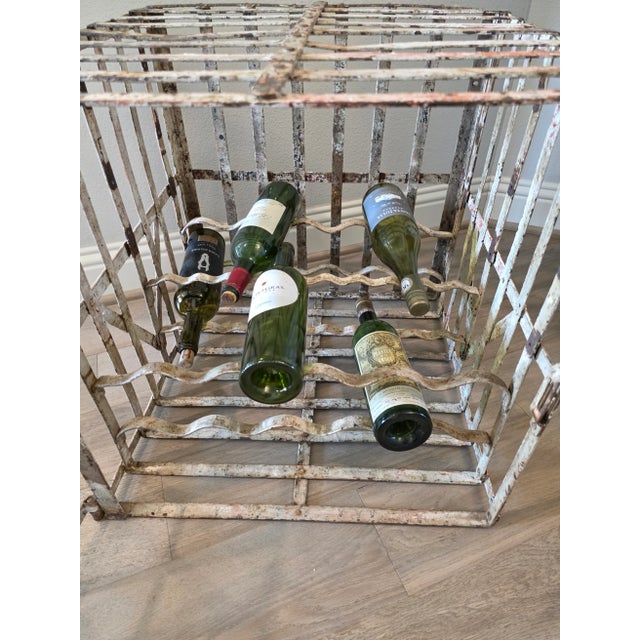 Early 20th Century French Vineyard Industrial Painted Metal Antique Wine Rack Bottle Cage For Sale - Image 5 of 18