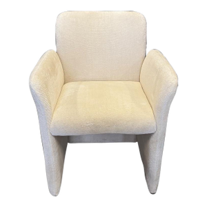 1970s Postmodern Cream Textured Fabric Accent Chair Attributed to Ray Wilkes