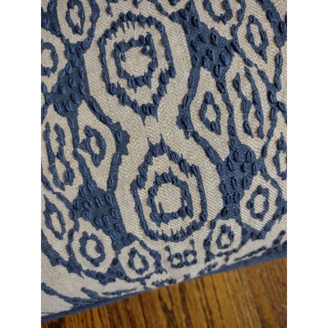 Coastal Pair of Vintage Villa Textured Cotton Blue and Linen Pillows For Sale - Image 3 of 8