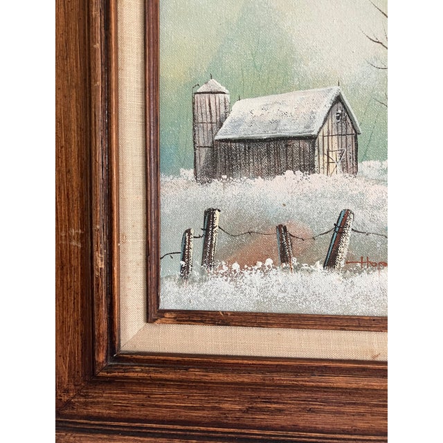 Mid 20th Century Vintage Landscape Painting by Hopkins — Mid-Century Framed Art for Modern Farmhouse, Lodge, Vacation Cabin. For Sale - Image 5 of 7