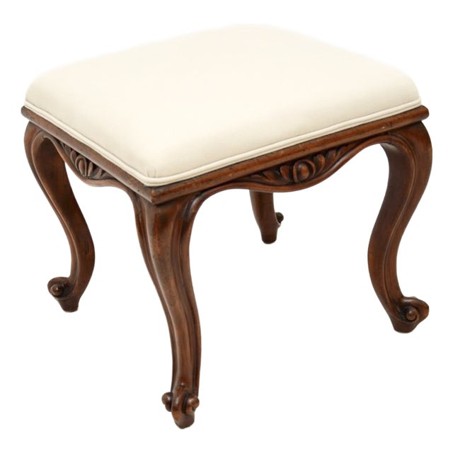 Antique Victorian Carved Stool, 1870 For Sale