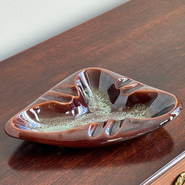 Ceramic Vintage Mid-Century Modern Drip Glaze Ashtray / Catchall For Sale - Image 7 of 12