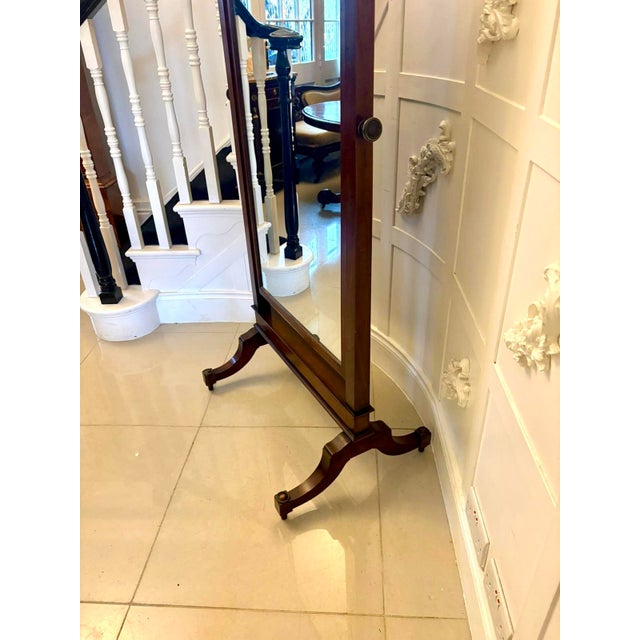 Wood Antique Edwardian Carved Mahogany Cheval Mirror, 1900s For Sale - Image 7 of 9