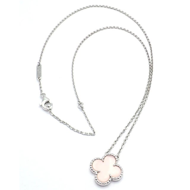 2000 - 2009 Van Cleef & Arpels Vintage Pink Opal White Gold Pendant Necklace For Sale - Image 5 of 9