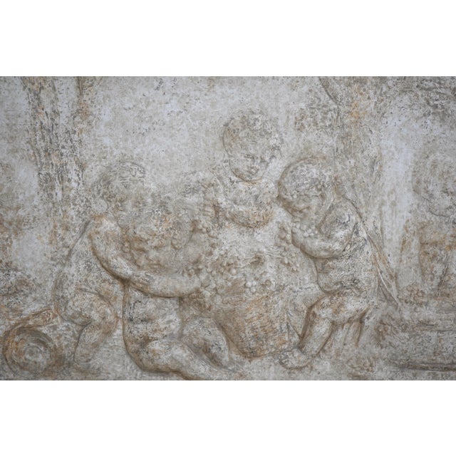 Framed Cherub Neoclassical Relief Stone Wall Plaque For Sale - Image 9 of 10