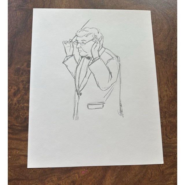 This expressive pencil sketch captures a conductor in a moment of focus, hands poised mid-motion, bringing music to life....